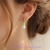 Boucles d'oreilles mariage blanc et vert anis BO1277B
