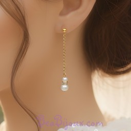 Boucles d'oreilles mariage blanc or strass BO6501