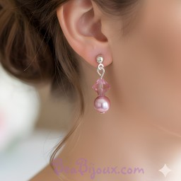 Boucles d oreilles rose cristal BO1205B