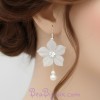 Boucles d'oreilles mariage fleur blanche BO1280A