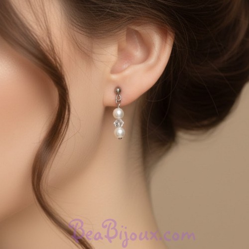 Boucles d'oreilles blanc cristal