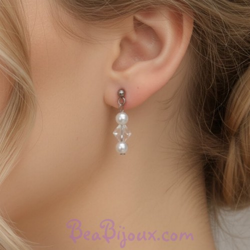 Boucles d'oreilles blanc cristal