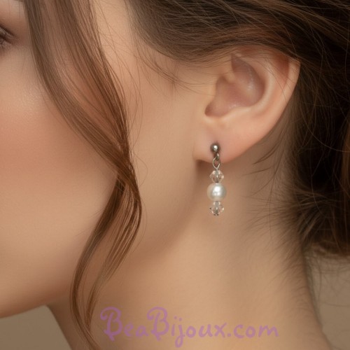 Boucles d'oreilles ivoire cristal