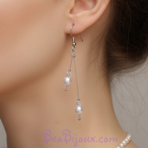 Boucles d'oreilles mariage blanc cristal