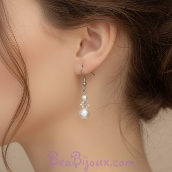 Boucles d oreilles mariage blanc cristal BO4270A
