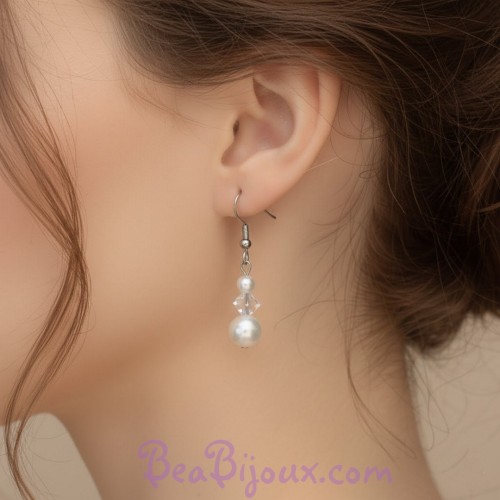 Boucles d oreilles mariage blanc cristal