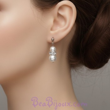 Boucles d oreilles mariage blanc strass BO1188B