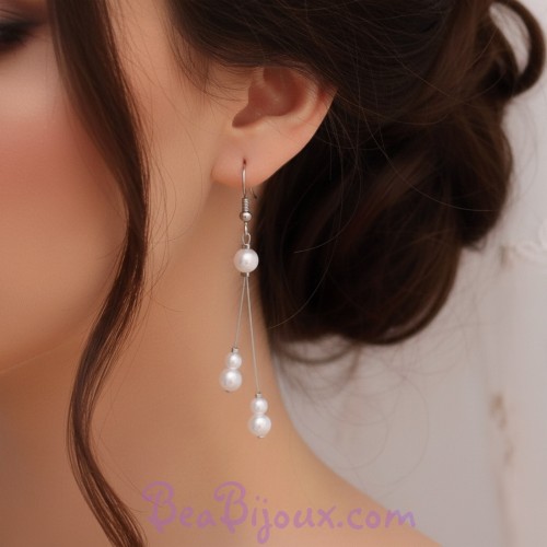Boucles d'oreilles mariage blanc