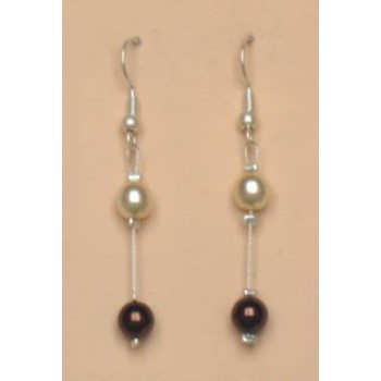 Boucles d oreilles mariage ivoire et chocolat BO1165A