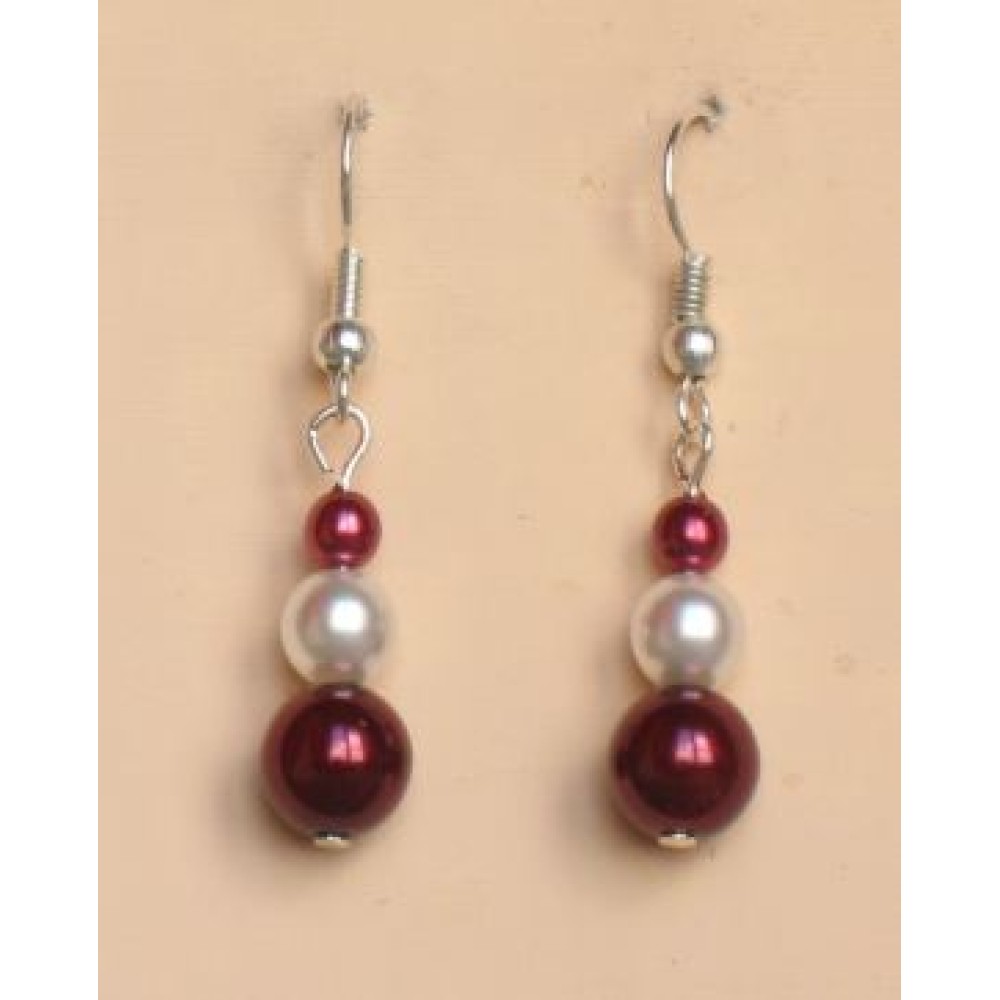 Boucles d oreilles mariage bordeaux blanc Boucles d oreilles mariage bordeaux blanc