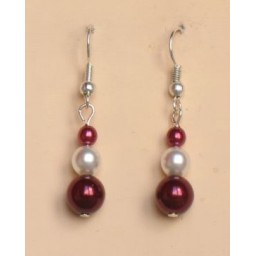 Boucles d oreilles mariage bordeaux blanc BO1166A