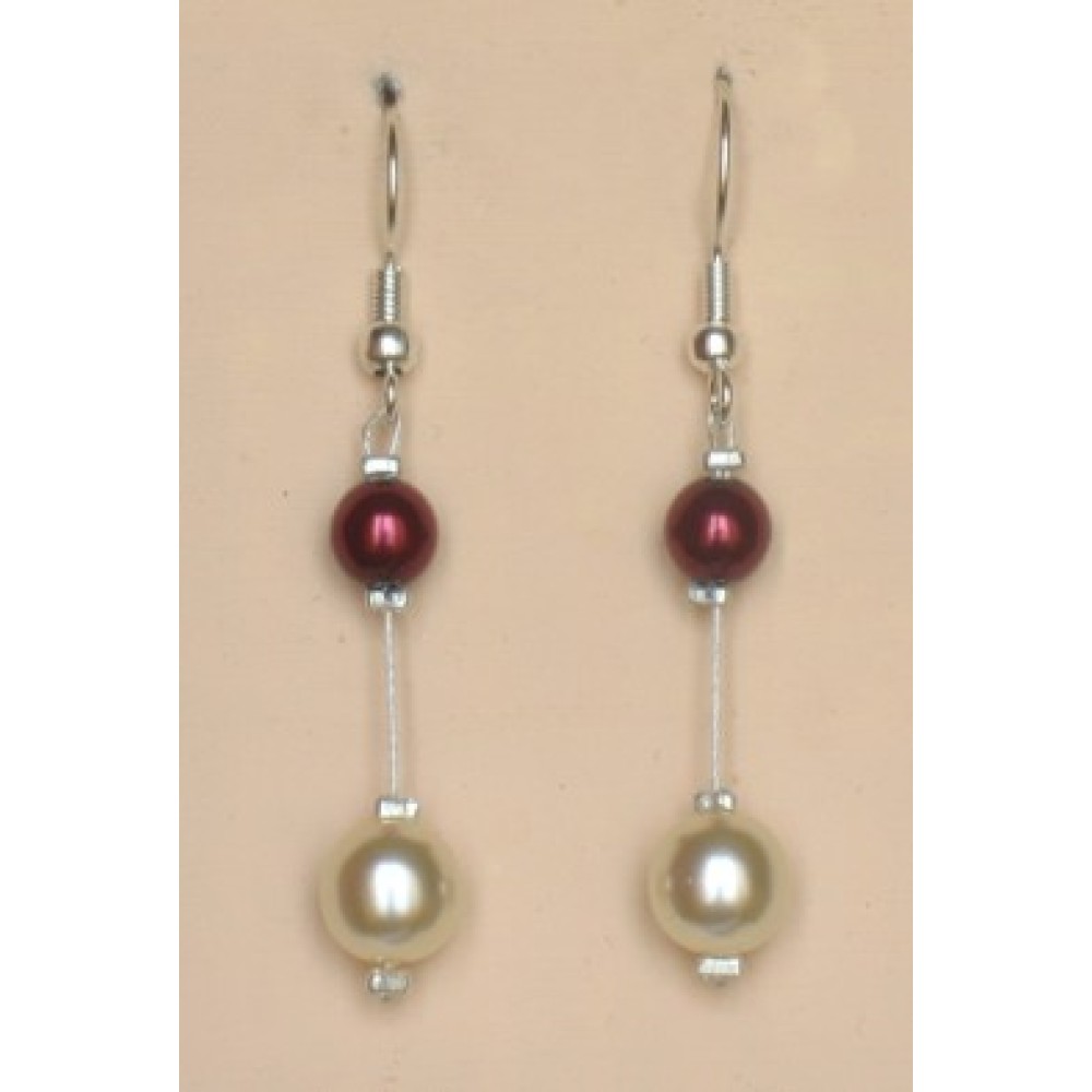 Boucles d oreilles mariage bordeaux ivoire Boucles d oreilles mariage bordeaux ivoire
