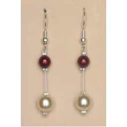 Boucles d oreilles mariage bordeaux ivoire BO1170A