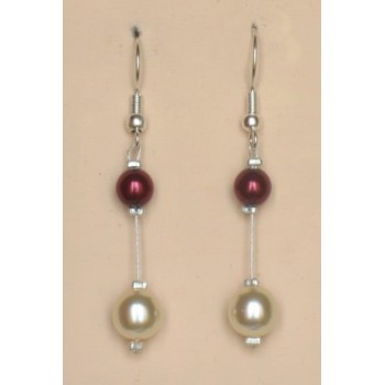 Boucles d oreilles mariage bordeaux ivoire BO1170A