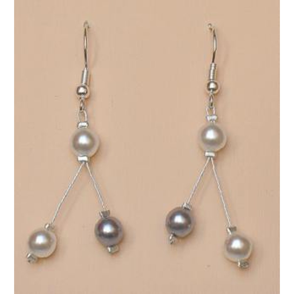 Boucles d oreilles mariage gris et blanc Boucles d oreilles mariage gris et blanc
