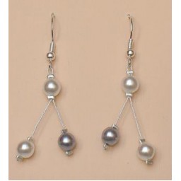 Boucles d oreilles mariage gris et blanc BO1171A