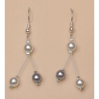 Boucles d oreilles mariage gris et blanc BO1171A