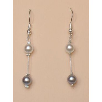 Boucles d oreilles mariage blanc gris BO1171B