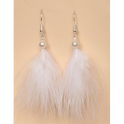 Boucles d oreilles mariage plumes blanches BO1173P