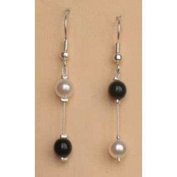 Boucles d oreilles mariage noir et blanc BO1180A