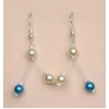 Boucles d oreilles mariage ivoire turquoise BO1182C