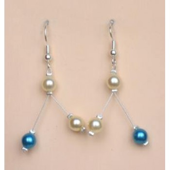 Boucles d oreilles mariage ivoire turquoise BO1182C