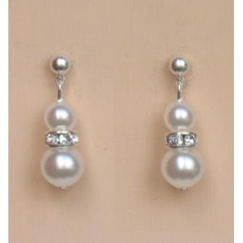 Boucles d oreilles mariage blanc strass BO1188B