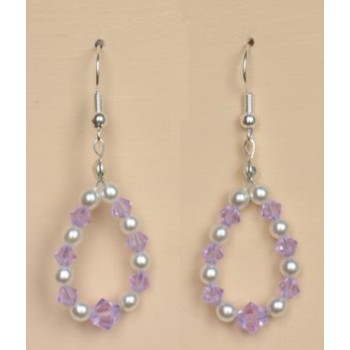 Boucles d oreilles blanc et violet BO1203B