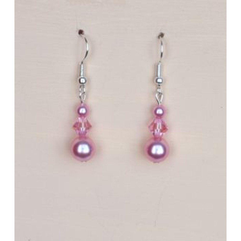 Boucles d oreilles rose cristal Boucles d oreilles rose cristal