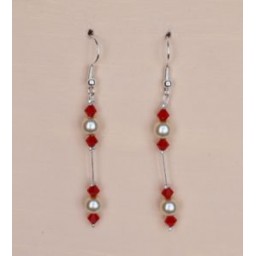 Boucles d oreilles ivoire cristal rouge BO1207A