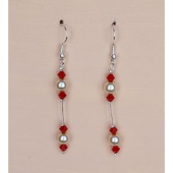 Boucles d oreilles ivoire cristal rouge BO1207A