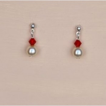 Boucles d oreilles ivoire cristal rouge BO1207B