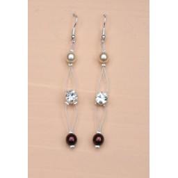 Boucles d oreilles ivoire chocolat strass BO1214A