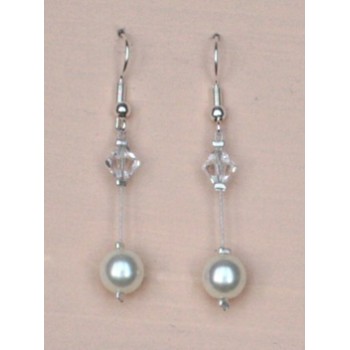 Boucles d oreilles mariage blanc cassé et cristal BO1215B