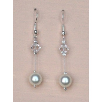 Boucles d oreilles mariage blanc cassé et cristal BO1215B