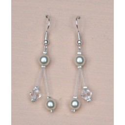 Boucles d oreilles mariage blanc cassé et cristal BO1215C