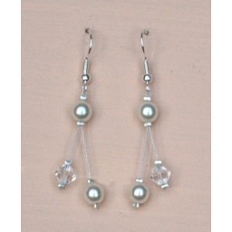 Boucles d oreilles mariage blanc cassé et cristal BO1215C