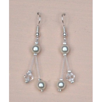 Boucles d oreilles mariage blanc cassé et cristal BO1215C