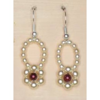 Boucles d oreilles mariage ivoire et bordeaux BO4251Z