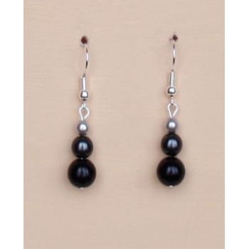 Boucles d oreilles noir et gris BO4278A