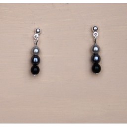 Boucles d oreilles noir et gris BO4278B