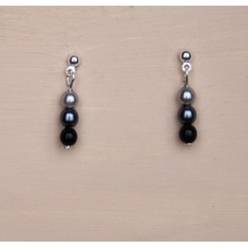 Boucles d oreilles noir et gris BO4278B