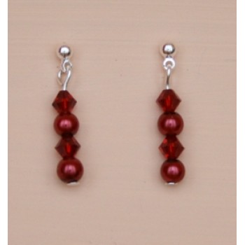 Boucles d oreilles rouge et cristal BO4279B