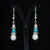 Boucles d'oreilles mariage blanc turquoise strass BO4287A