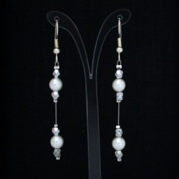 Boucles d'oreilles Mariage blanches et argent BO1270A