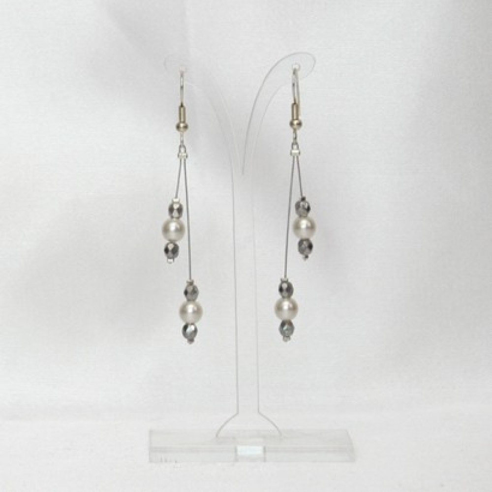 Boucles d'oreilles mariage blanc et argent