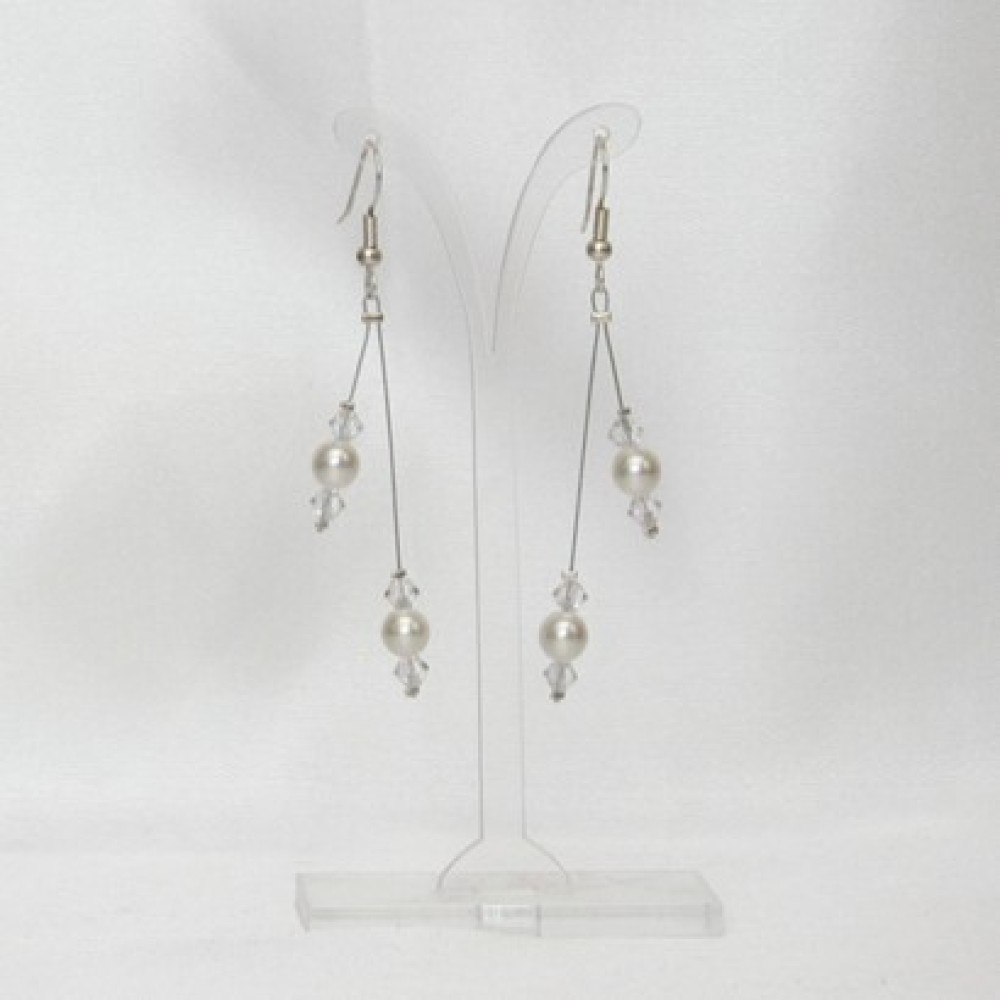 Boucles d'oreilles mariage blanc cristal