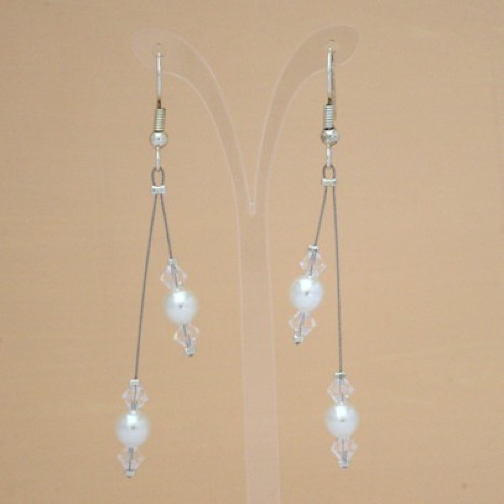Boucles d'oreilles mariage blanc cristal