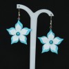 Boucles d'oreilles fleur turquoise blanc BO359