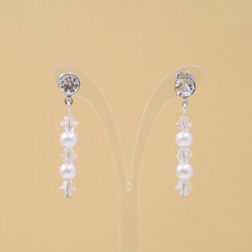 Boucles d'oreilles blanc cristal strass